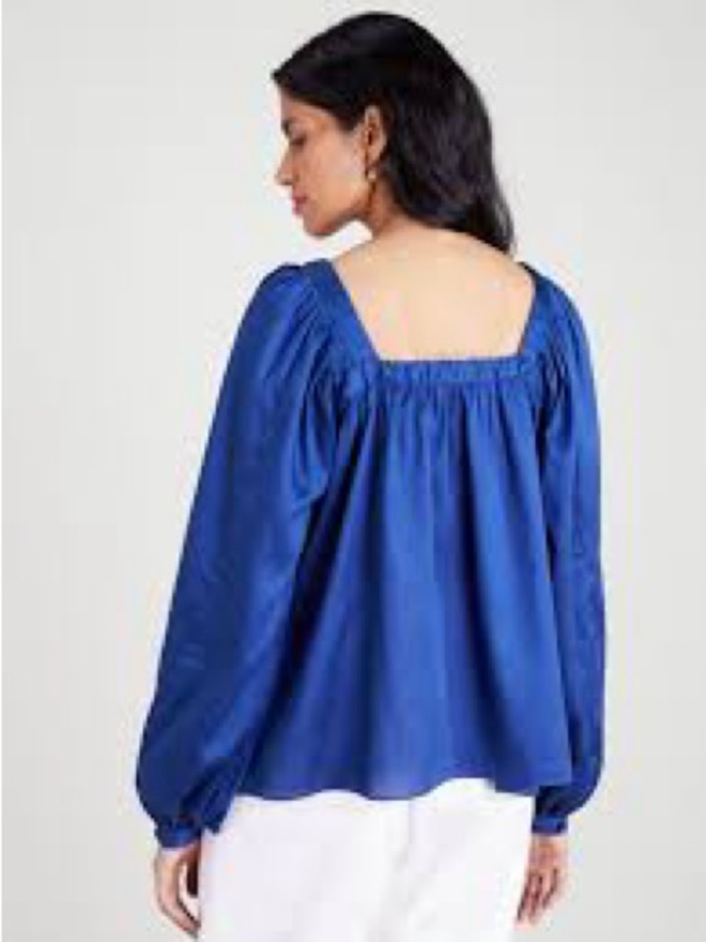 J. Crew Square-Neck Puff Sleeve Blouse in Royal Blue